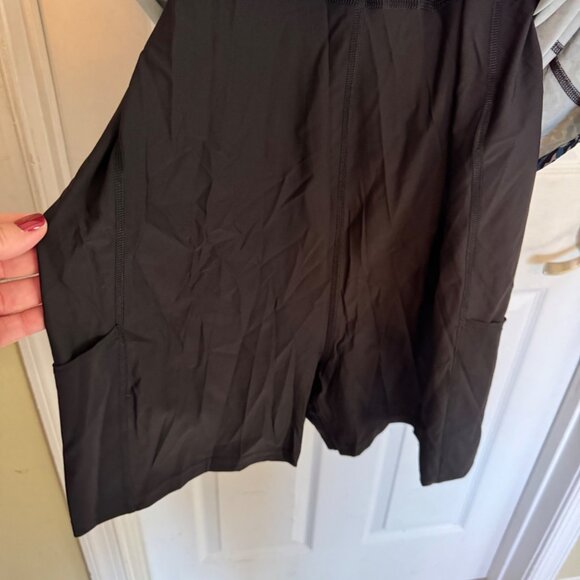 Athleta Infinty Dress Blue And Black Print Lined Racer Back Mini Dress XL NWT - Picture 10 of 10